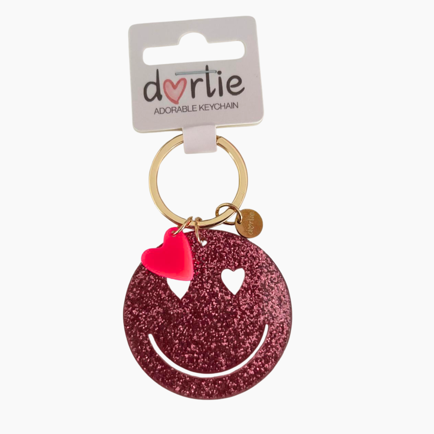 Schlüsselanhänger Smiley Glitter pink