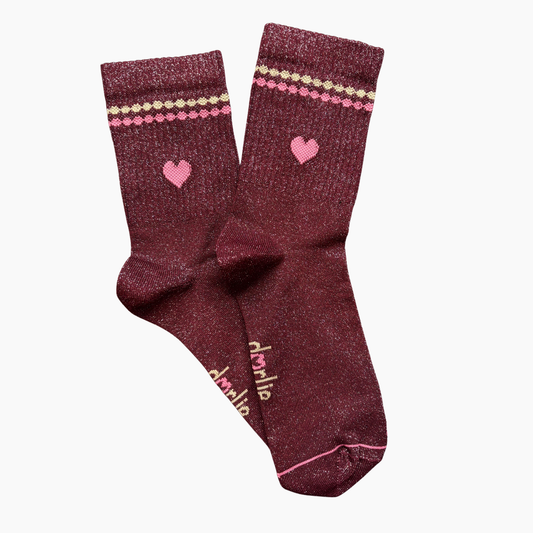 Glitzersocke Perla Big Love Plum