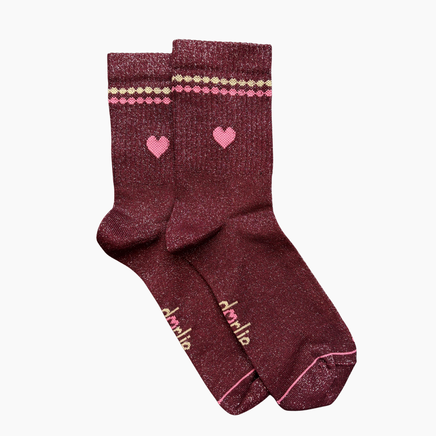 Glitzersocke Perla Big Love Plum