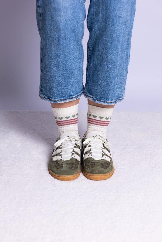 Socke Herzchenkette Matcha Rose