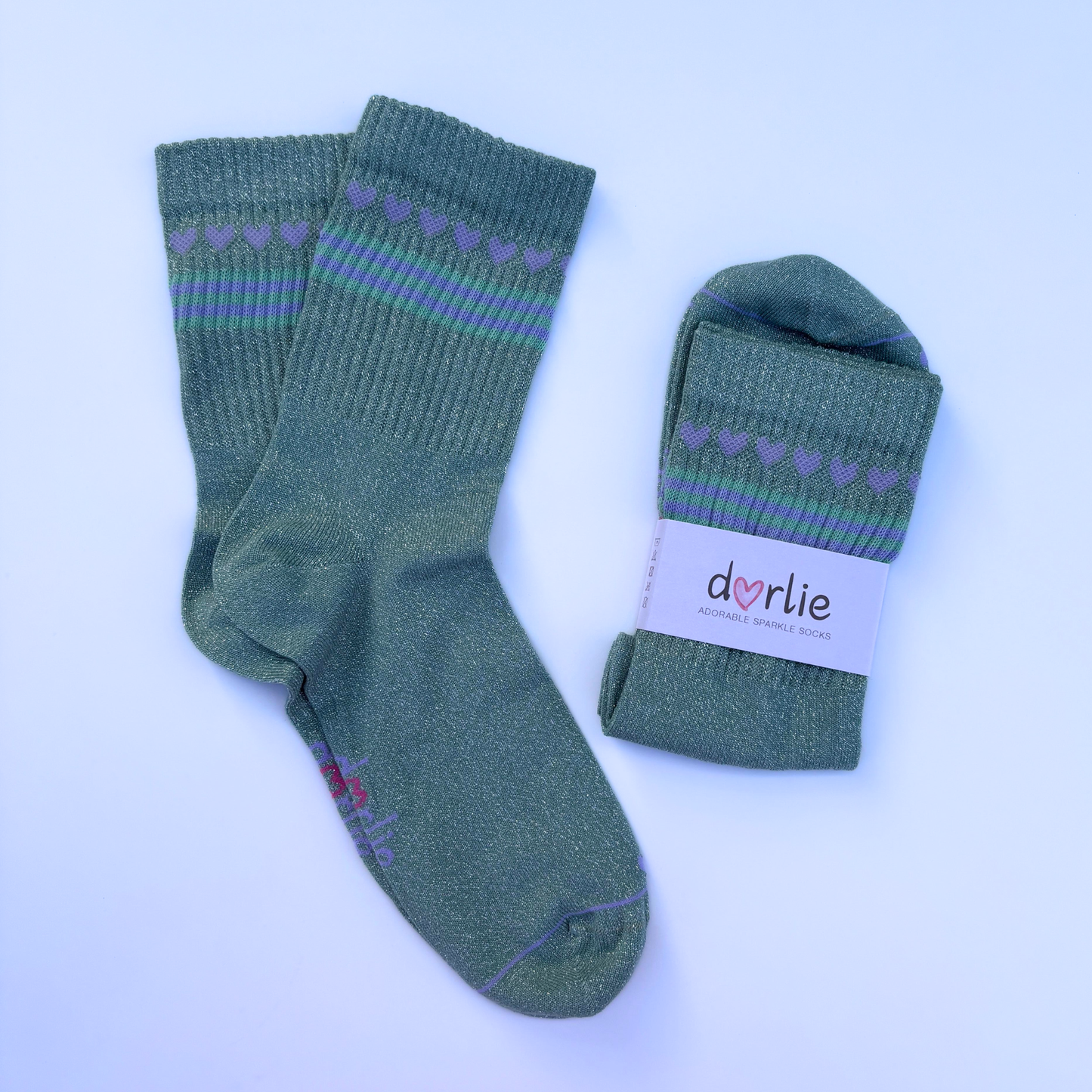 Socke Herzchenkette glitter mint