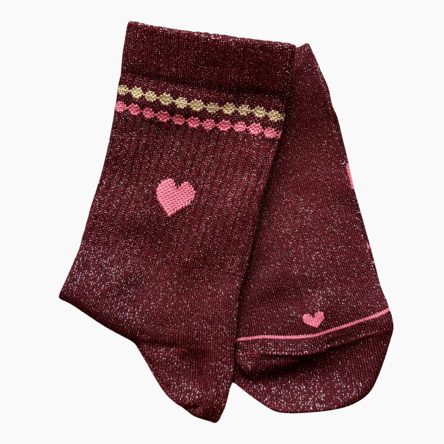 Glitzersocke Perla Big Love Plum