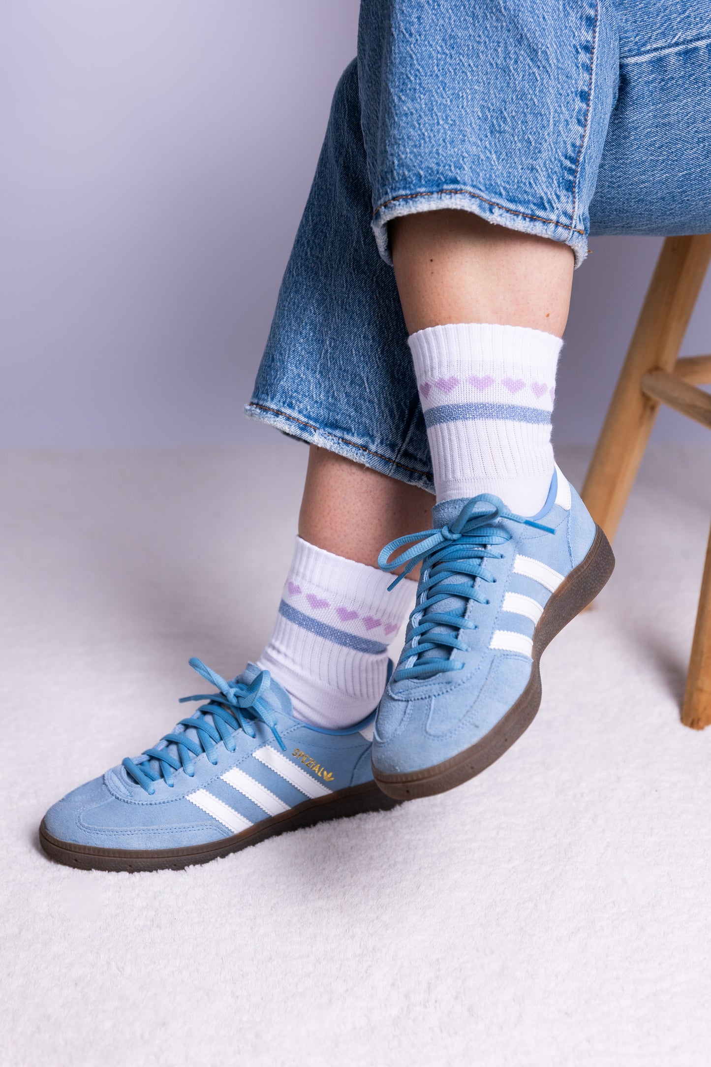 Socke Herzchenkette Lavender