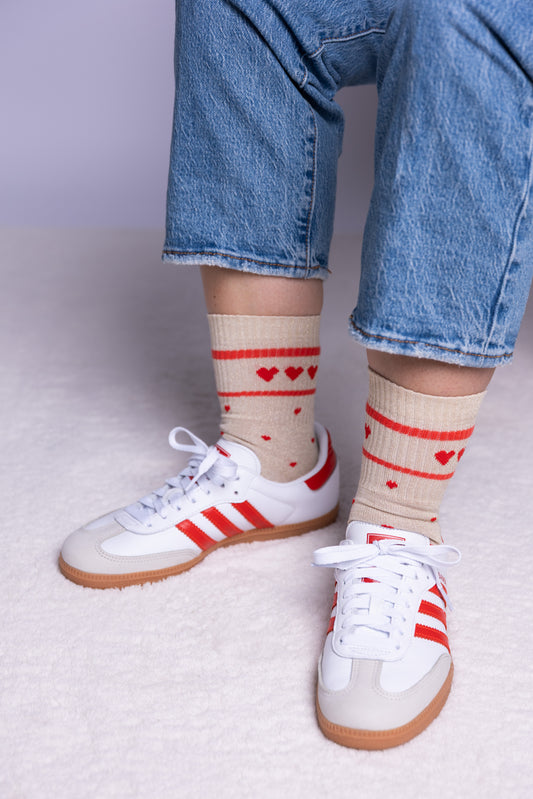 Socke Lovely Glitter Hearts Coral