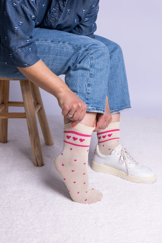 Socke Lovely Glitter Hearts Pink