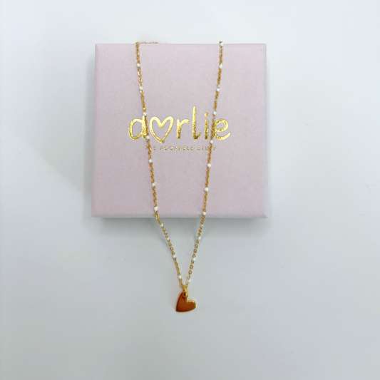 Halskette gold mit weißen Emaille - Kügelchen