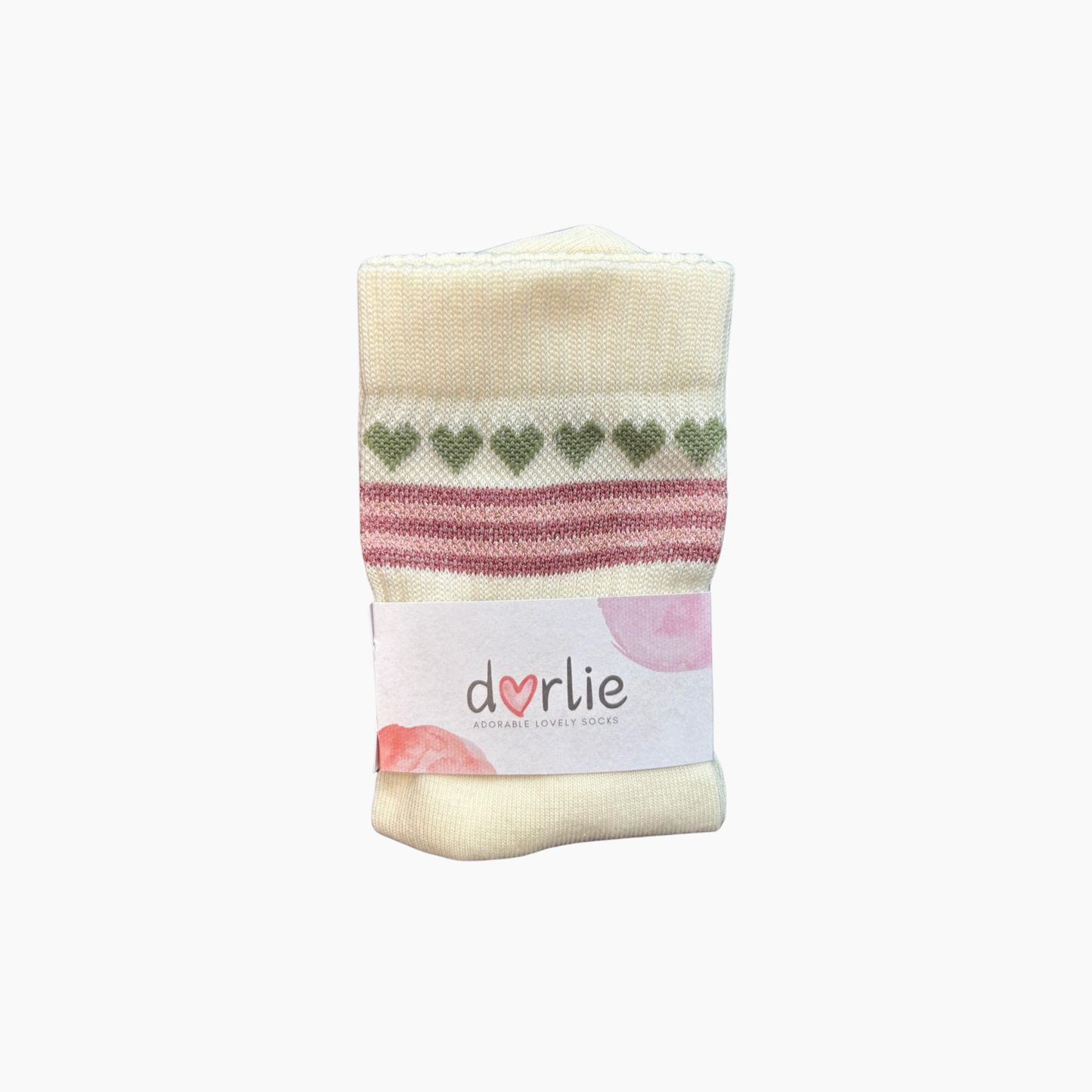 Socke Herzchenkette Matcha Rose