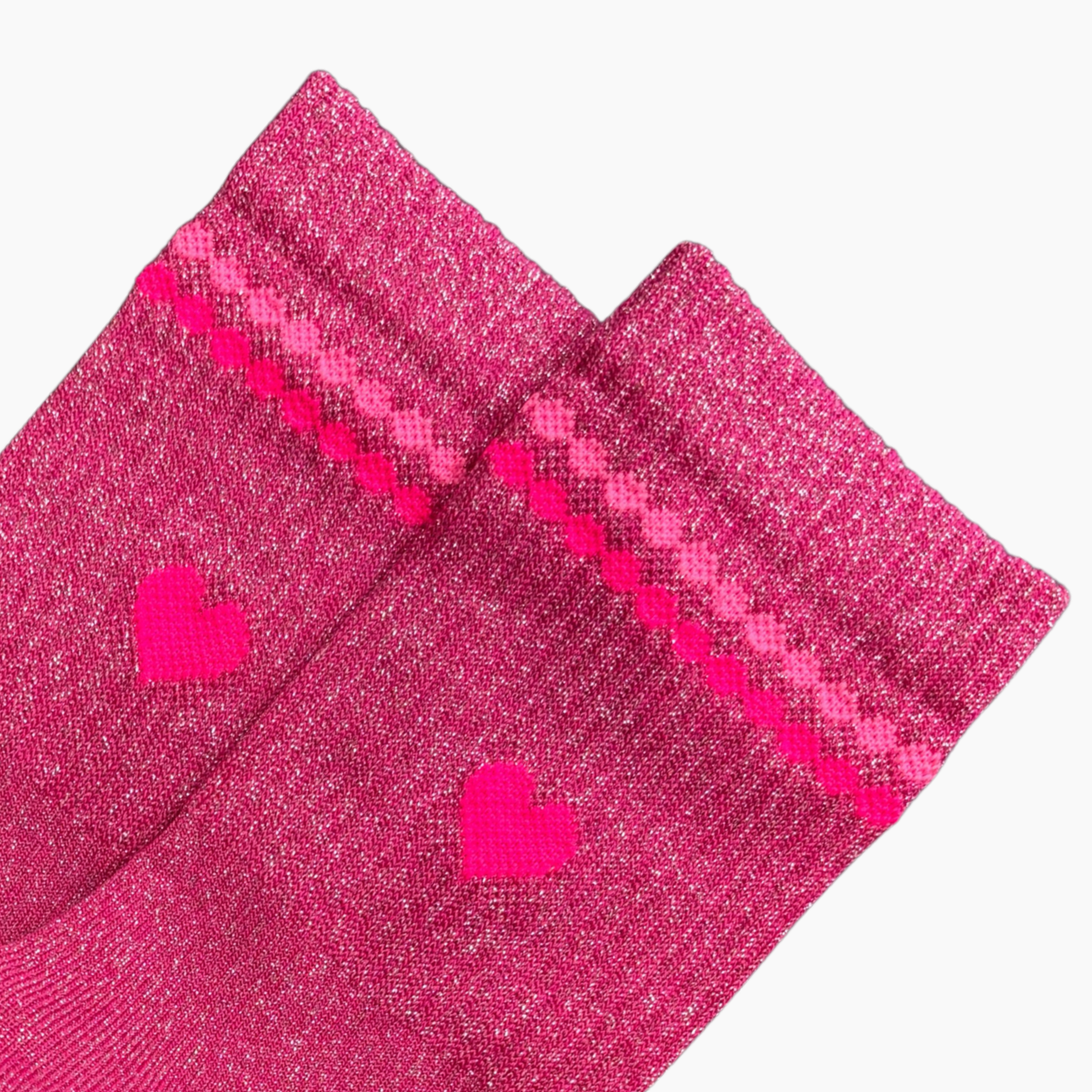 Glitzersocke Perla Big Love Pink