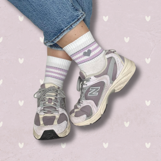 Socke Lavender Stripey Heart