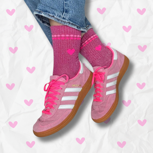 Glitzersocke Perla Big Love Pink