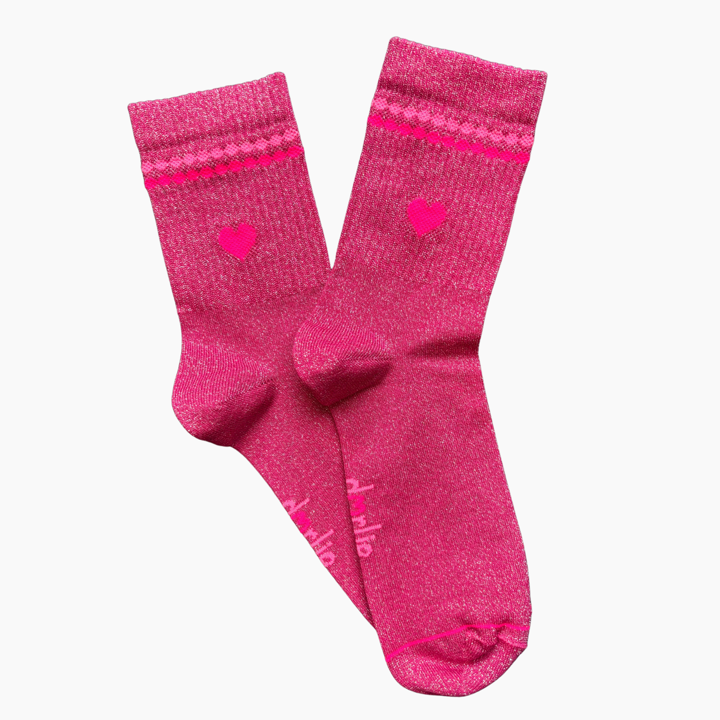 Glitzersocke Perla Big Love Pink