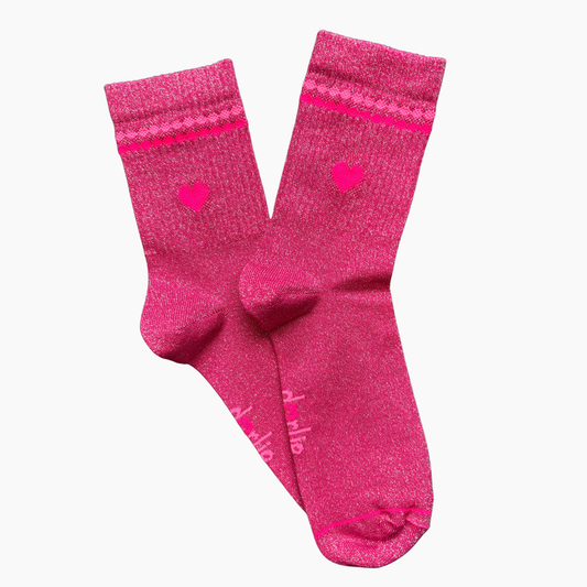 Glitzersocke Perla Herz Pink