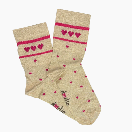 Socke Lovely Glitter Hearts Pink