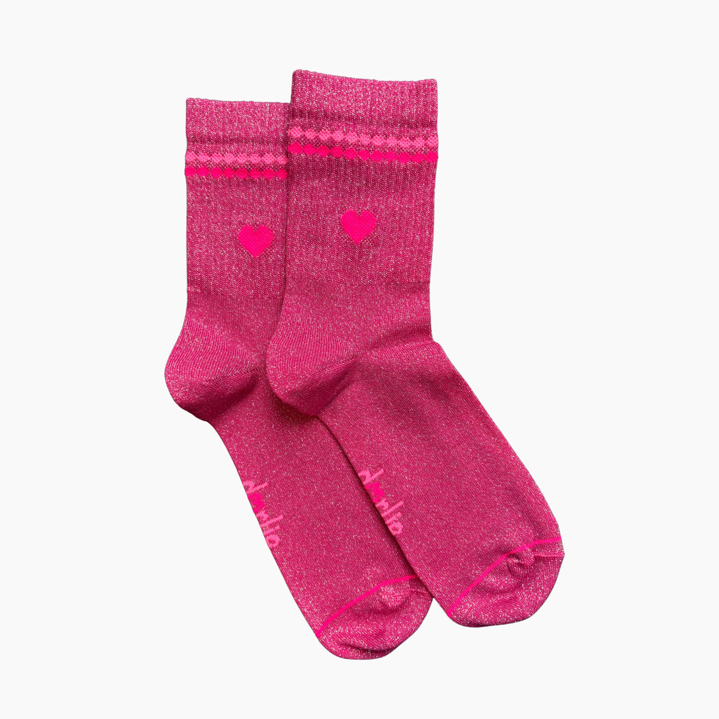 Glitzersocke Perla Big Love Pink