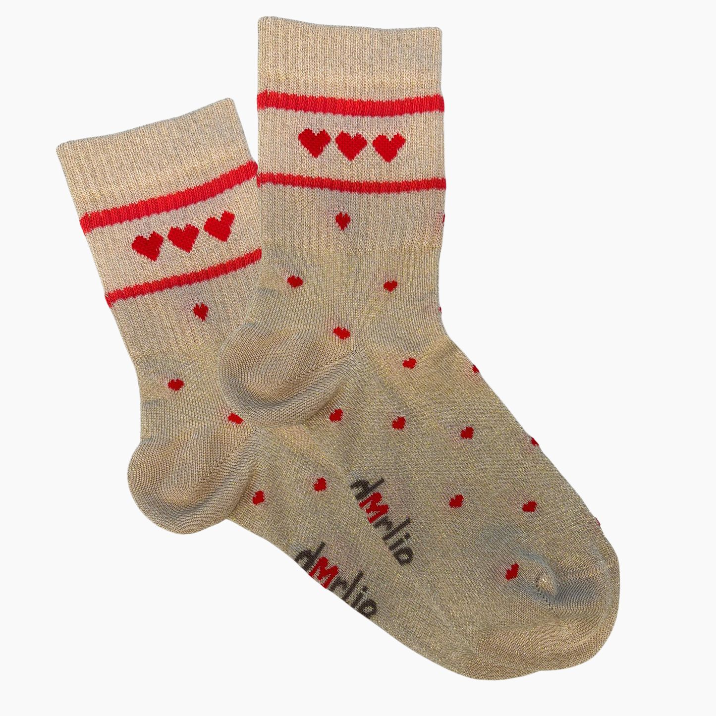 Socke Lovely Glitter Hearts Coral