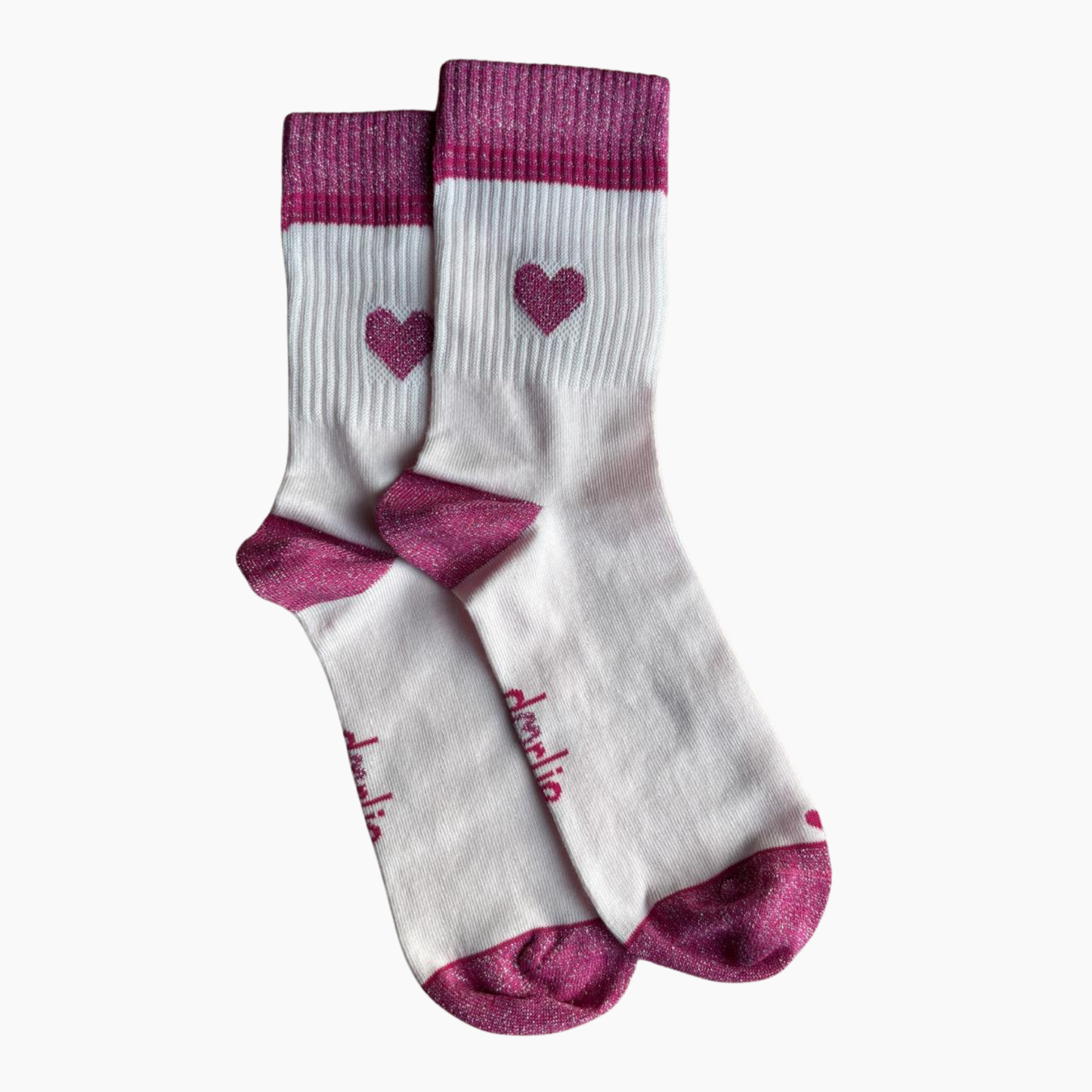 Glitzersocke Big Love pink heart