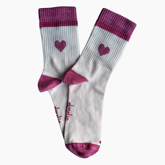 Glitzersocke Big Love pink heart
