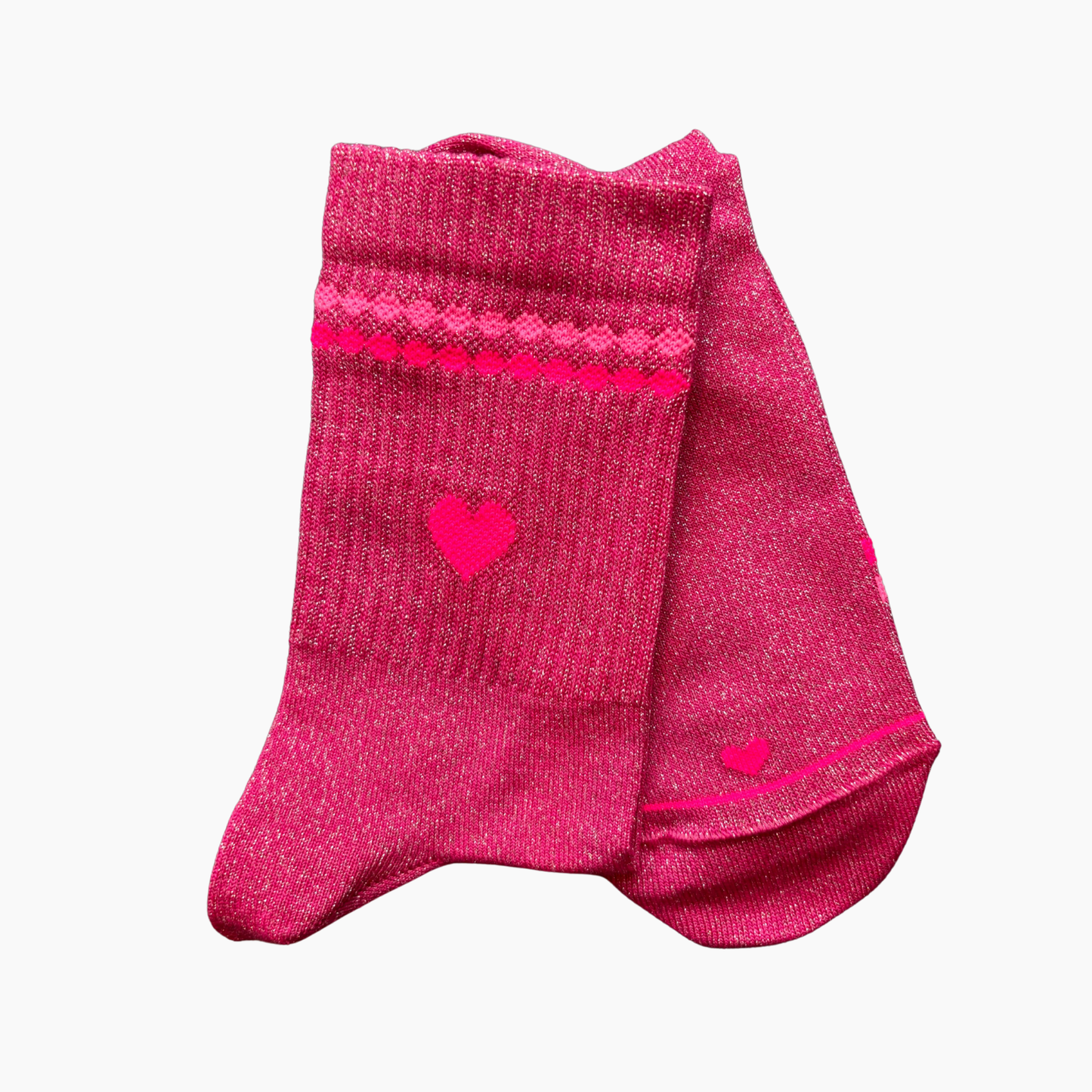Glitzersocke Perla Big Love Pink