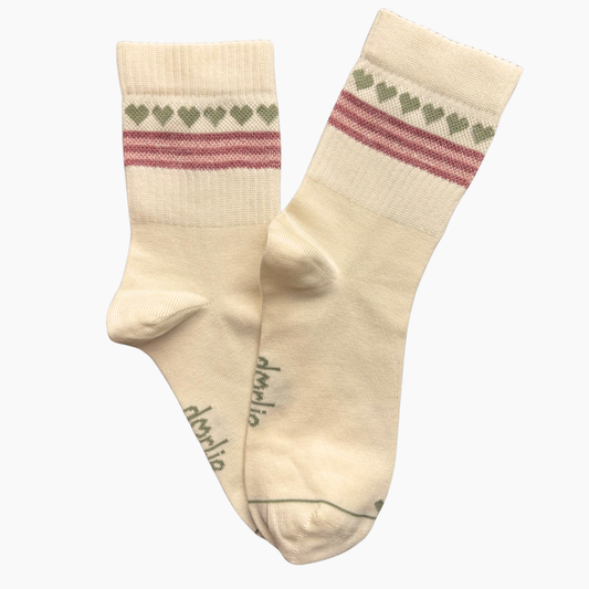 Socke Herzchenkette Matcha Rose