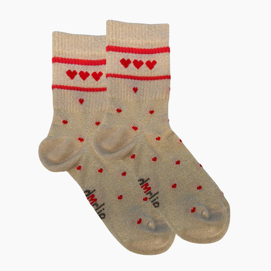 Socke Lovely Glitter Hearts Coral