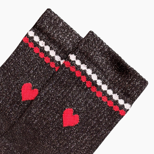 Glitzersocke Perla Herz schwarz