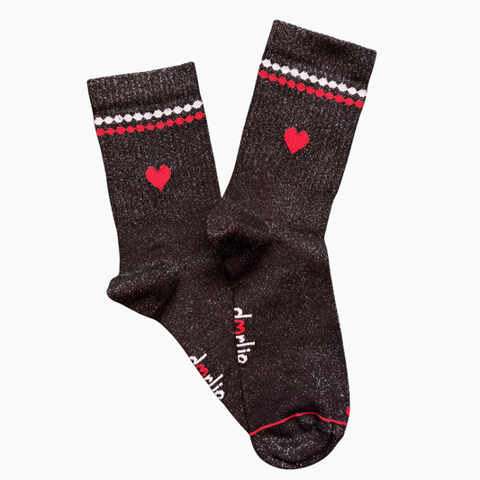 Glitzersocke Perla Big Love Black