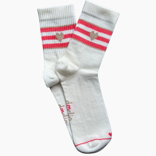 Socke Coral Stripey Heart