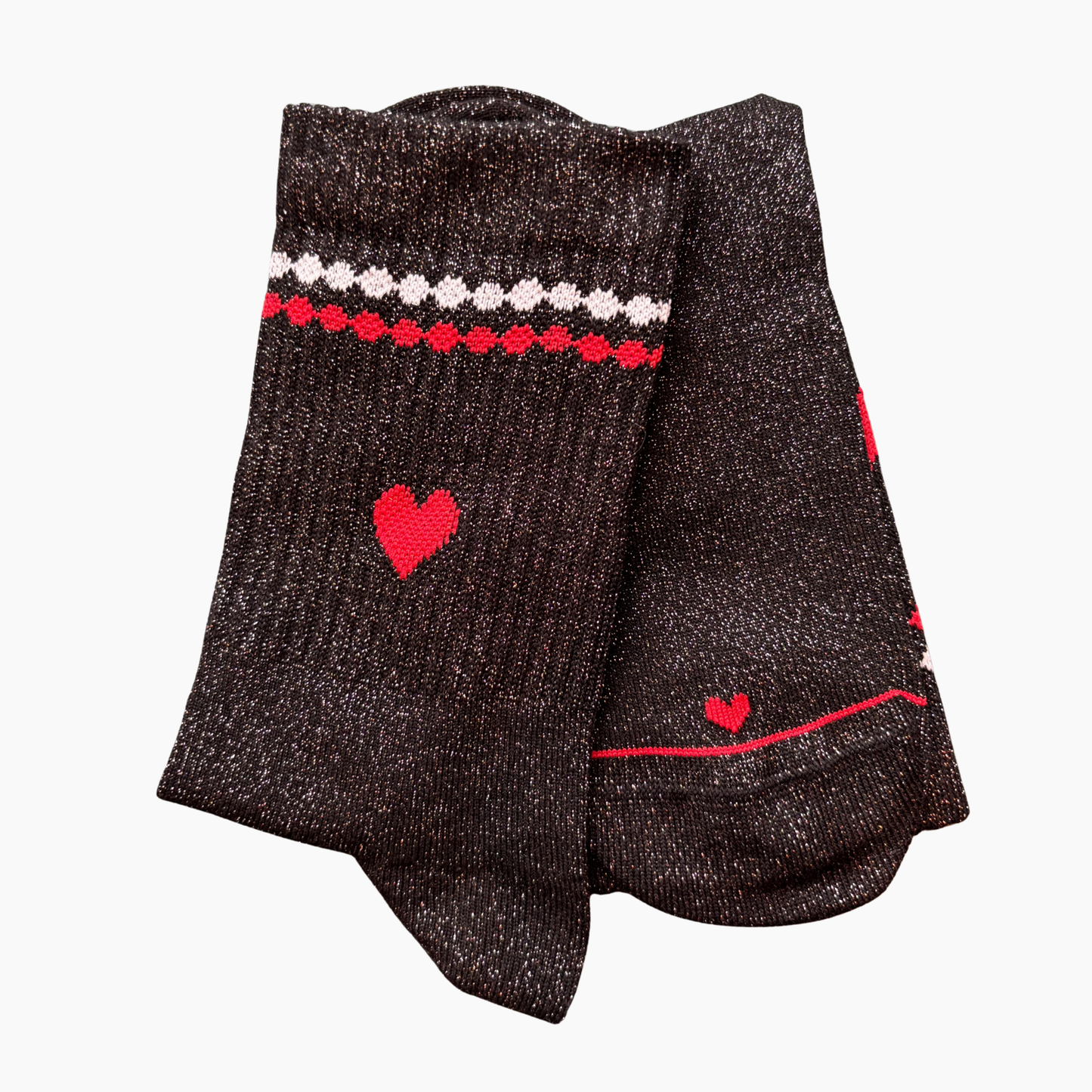 Glitzersocke Perla Big Love Black