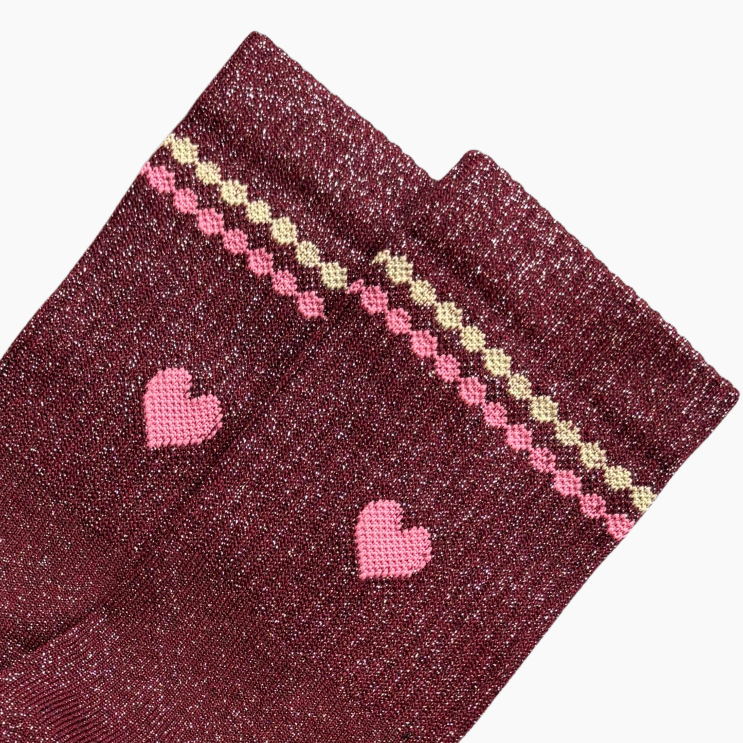 Glitzersocke Perla Big Love Plum