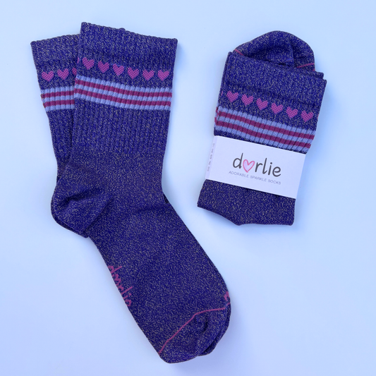 Socke Herzchenkette glitter purple