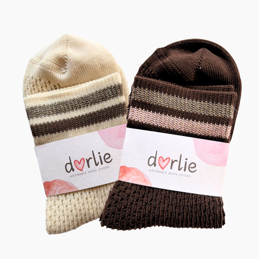 Set Mesh Socks Chocolate / Cream