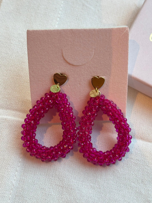 Statement-Ohrringe Tropfen pink