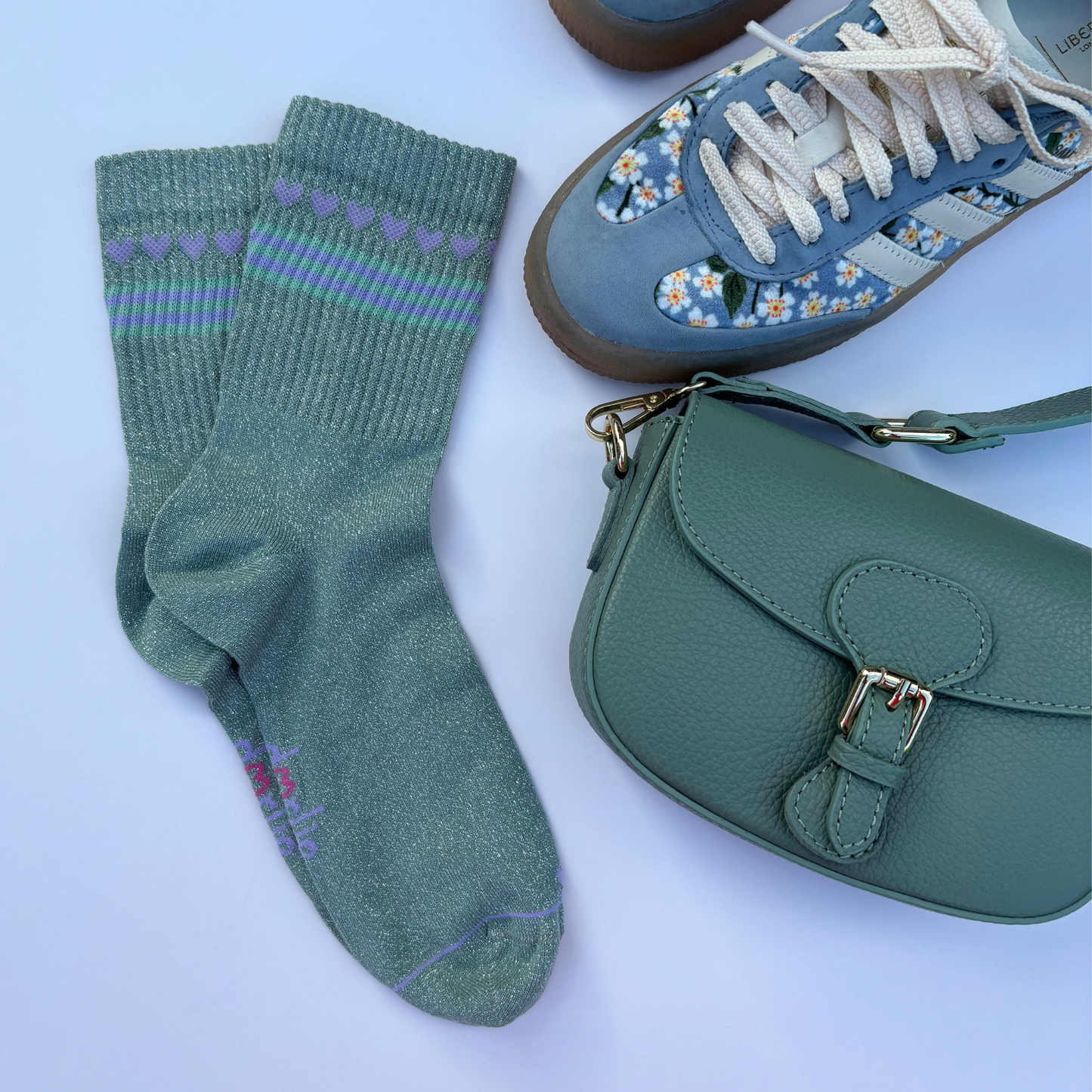 Socke Herzchenkette  glitter mint