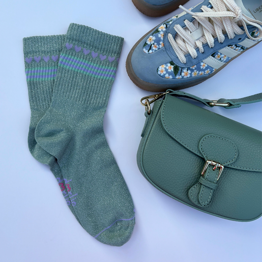 Socke Herzchenkette  glitter mint