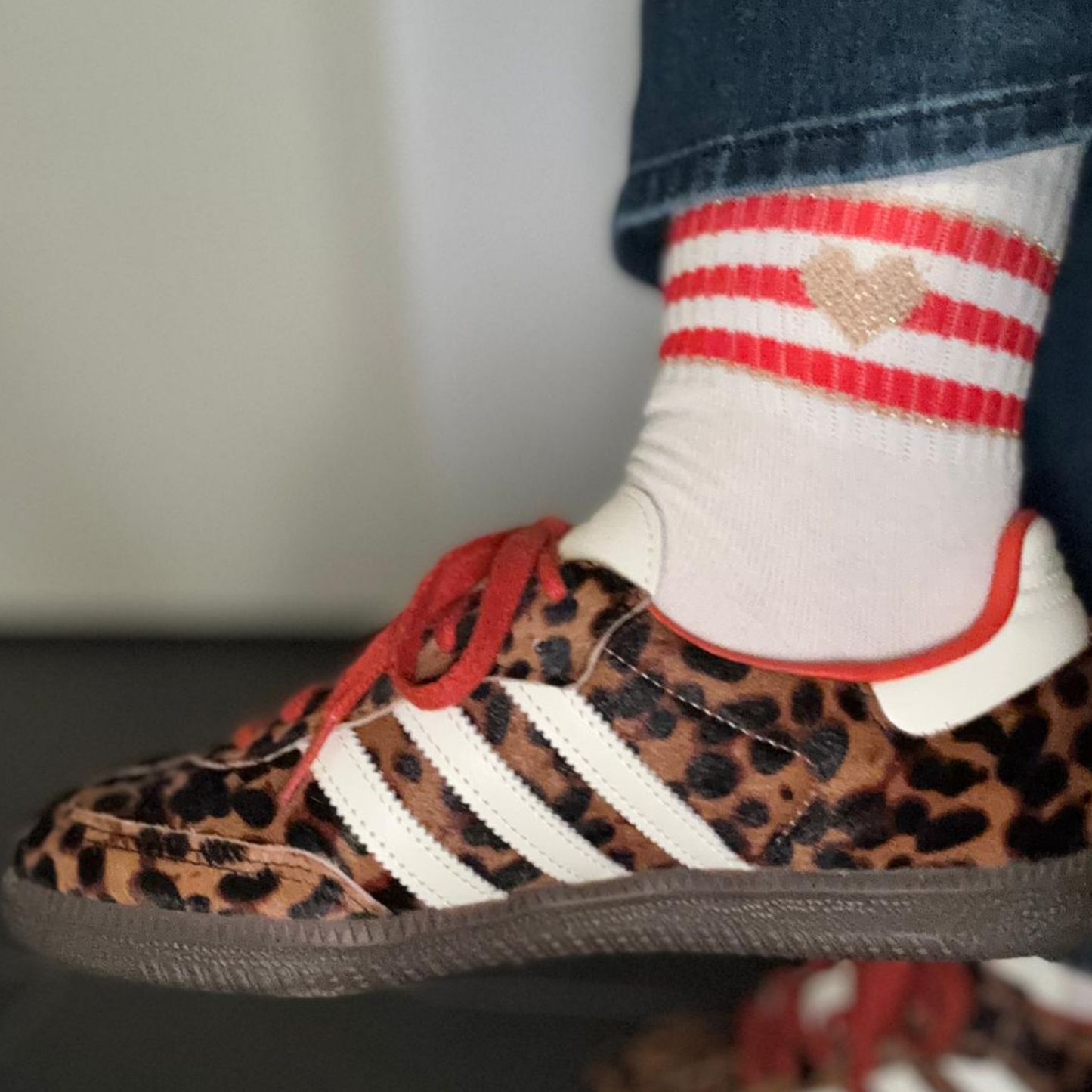 Socke Coral Stripey Heart