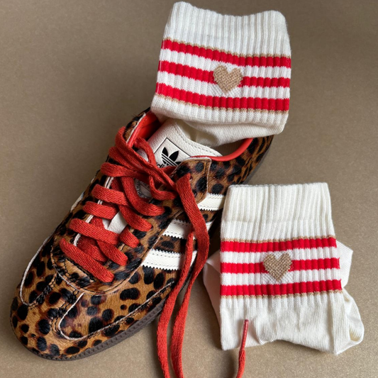 Socke Coral Stripey Heart