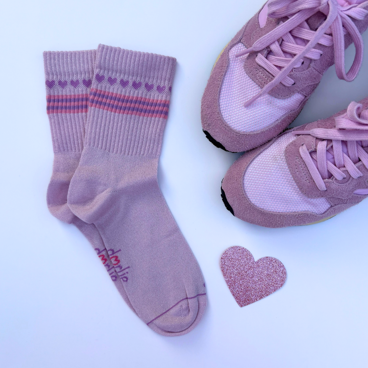 Socke Herzchenkette  glitter rosé