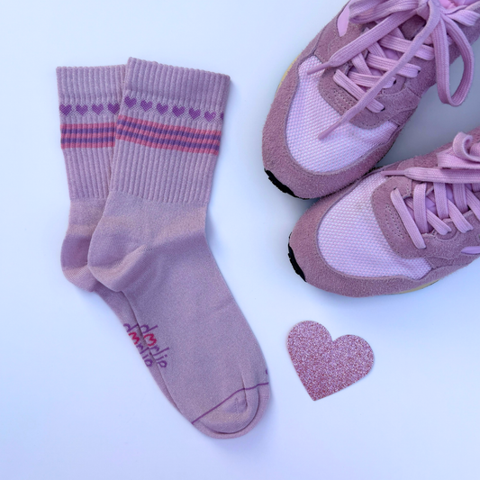 Socke Herzchenkette  glitter rosé