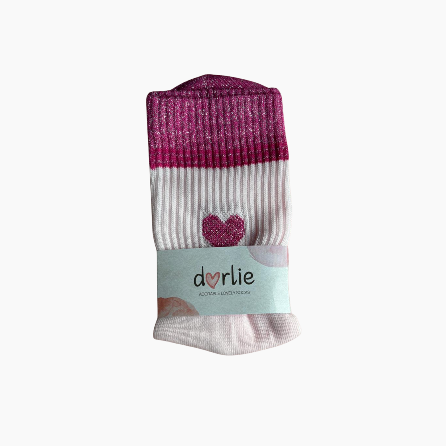 Glitzersocke Big Love pink heart