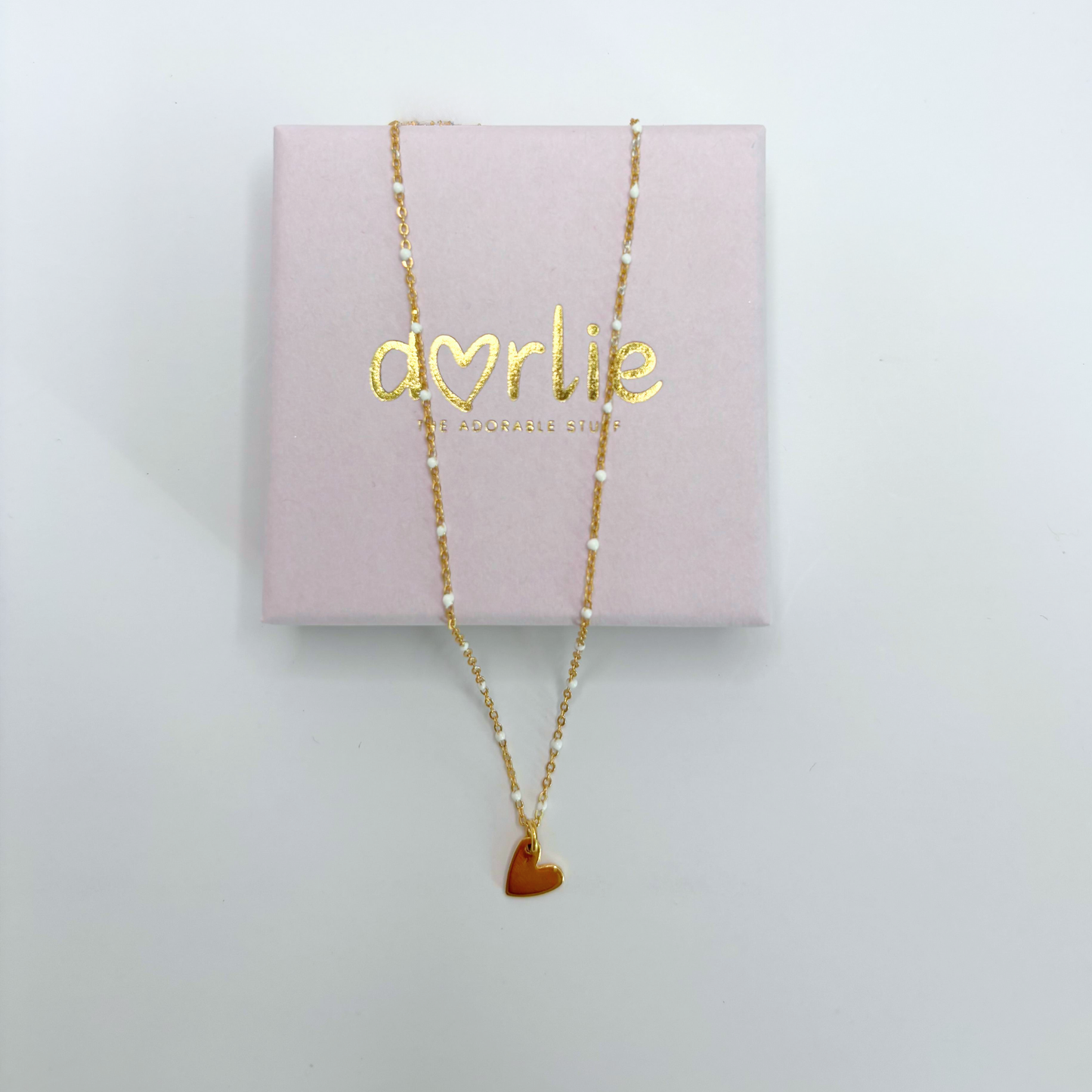 Halskette gold mit weißen Emaille - Kügelchen