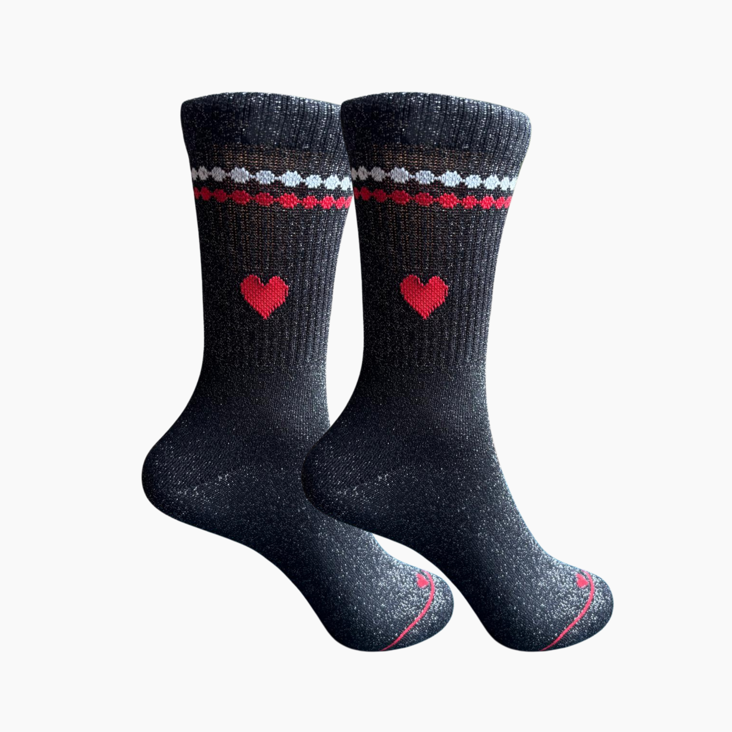 Glitzersocke Perla Herz schwarz