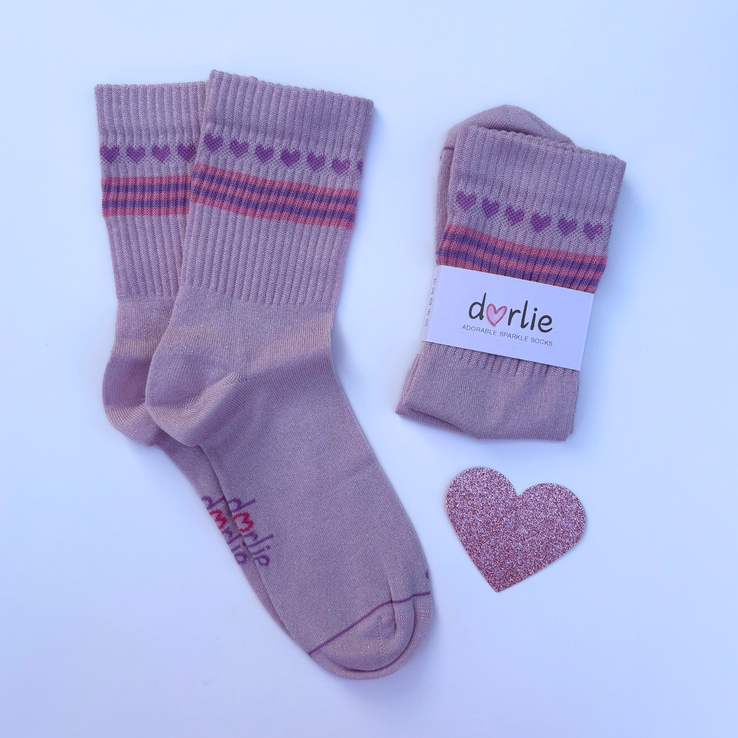 Socke Herzchenkette  glitter rosé