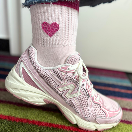Glitzersocke Big Love pink heart