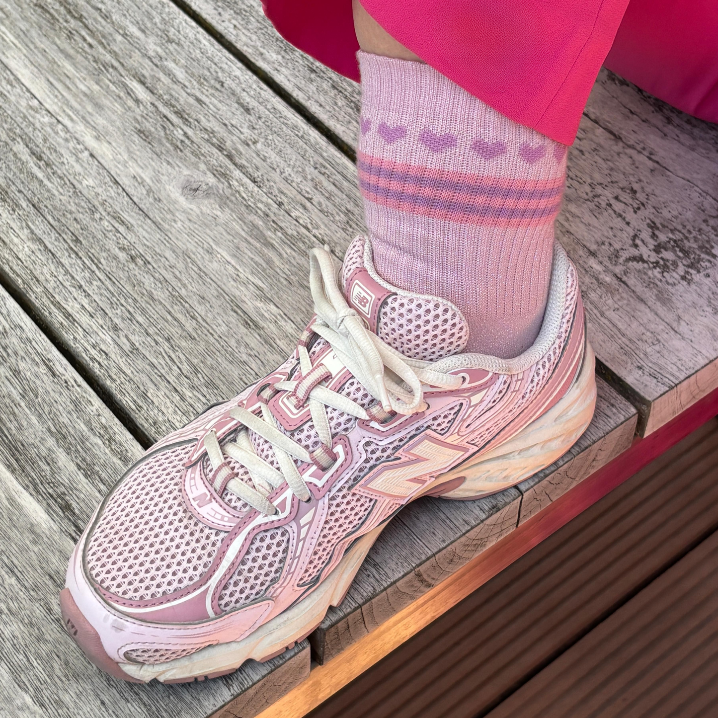 Socke Herzchenkette  glitter rosé