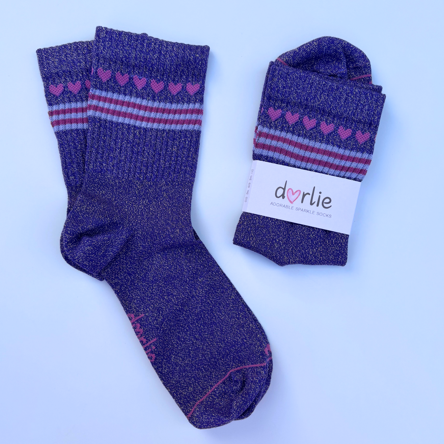 Socke Herzchenkette  glitter purple