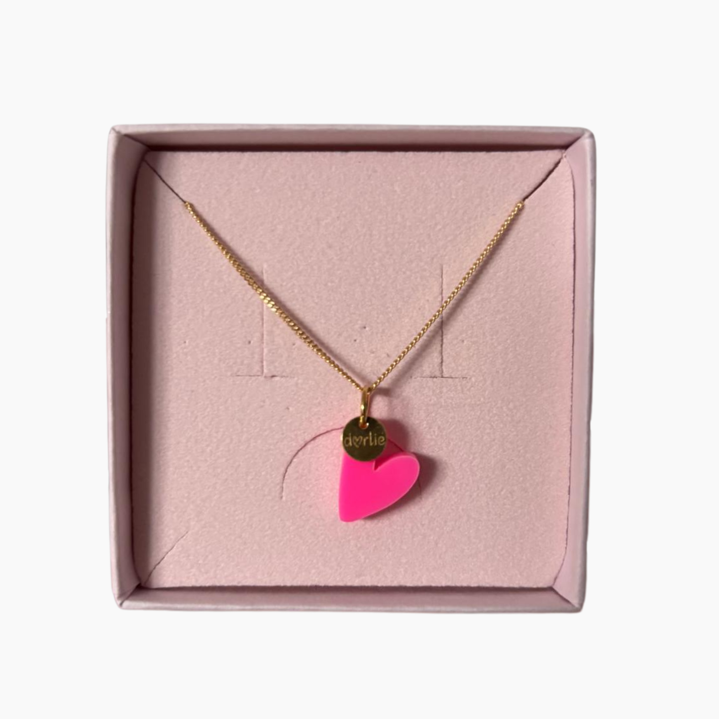 Halskette Little Heart neon pink