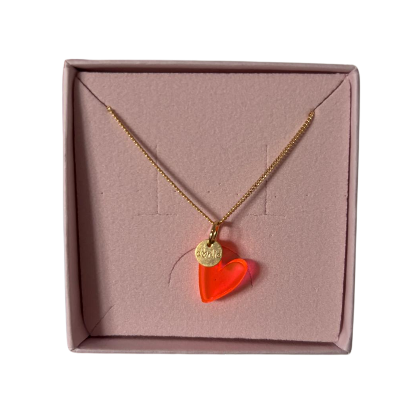 Halskette Little Heart neon orange