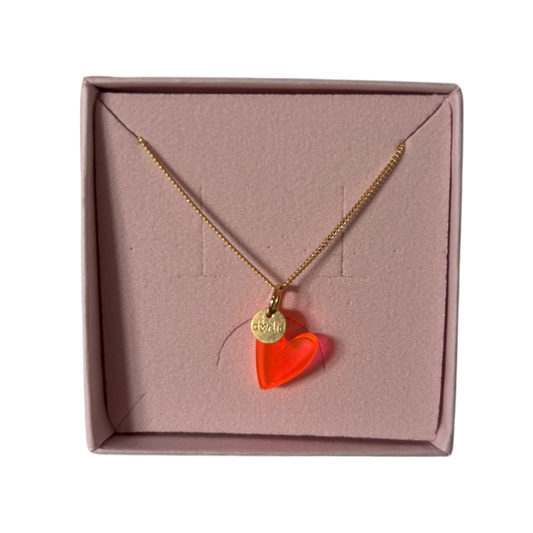 Halskette Little Heart neon orange