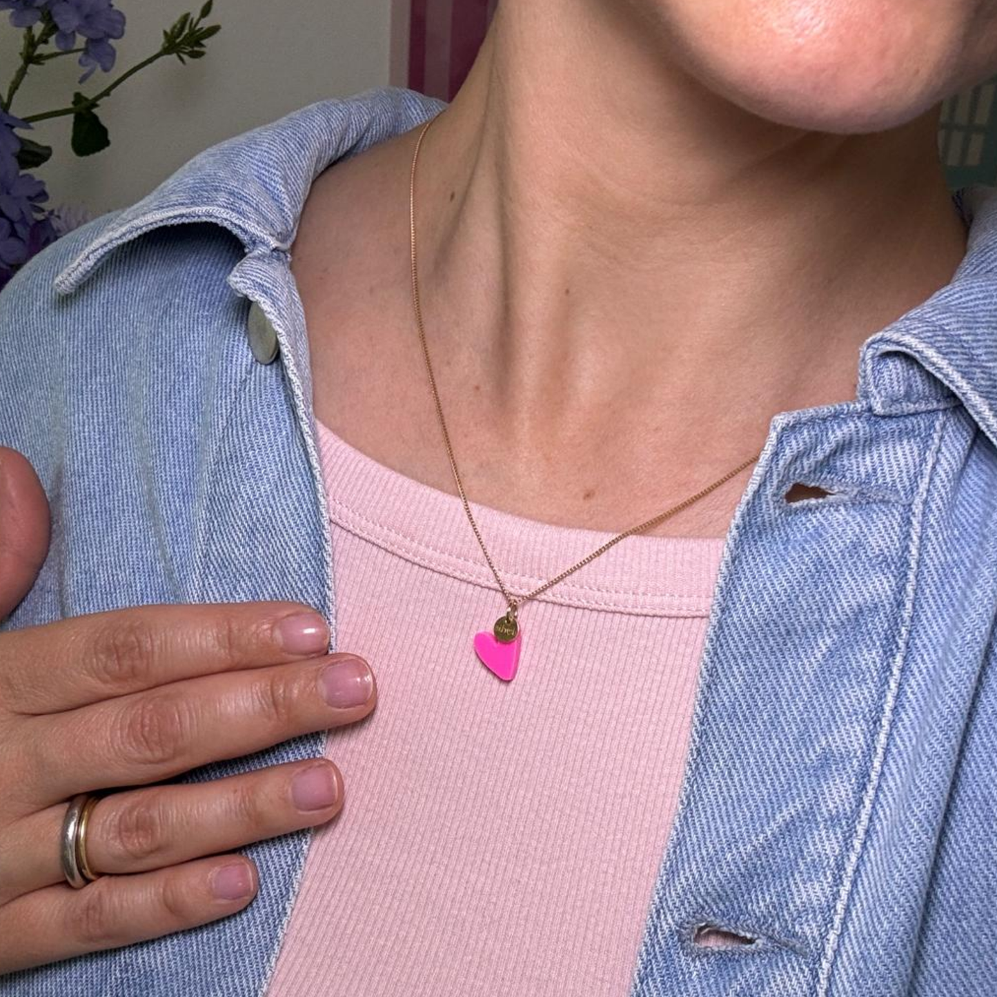 Halskette Little Heart hot pink